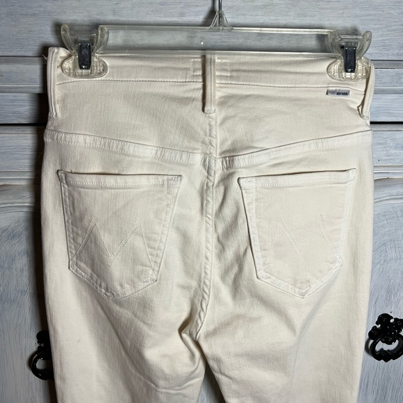 Mother Denim High‎ Waisted Rascal Ankle Fray Eggnog Jeans Stretch Classic - Picture 12 of 13